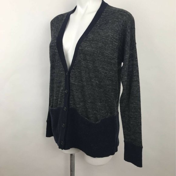 Madewell Cardigan Sweater Gray Blue Color Block M - Picture 2 of 7